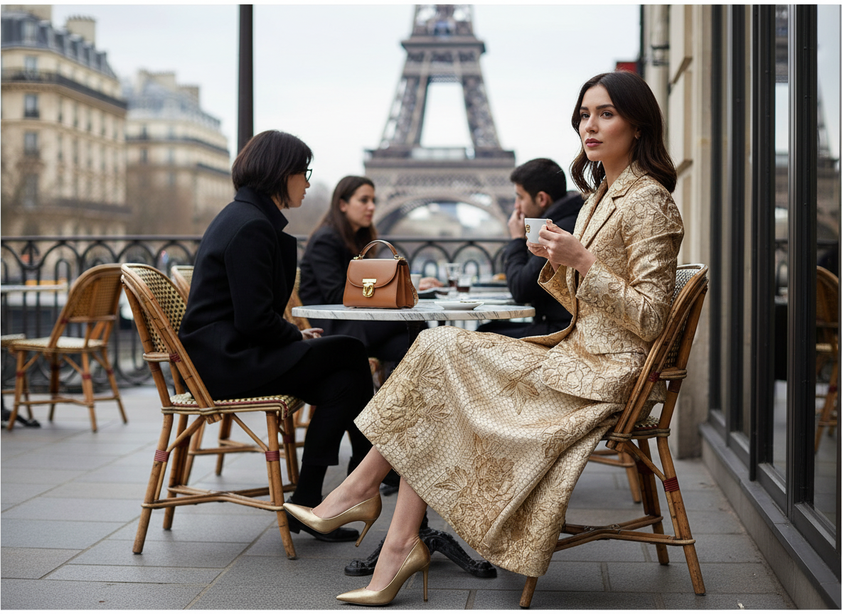 tissu brocart au mètre doré