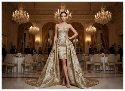 en tissu brocart haute couture doré vendu au mètre