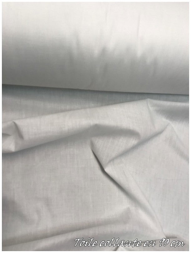 Iron-on by the meter, in white adhesive canvas fabric, 90 cm wide.