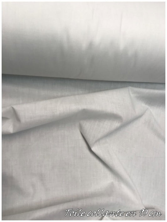 Iron-on by the meter, in white adhesive canvas fabric, 90 cm wide.