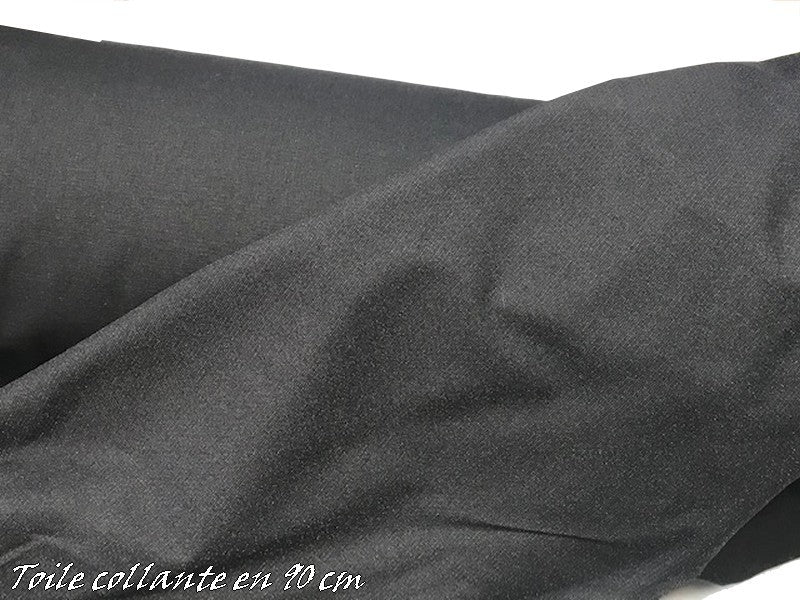 Iron-on by the meter, in black adhesive canvas fabric, 90 cm wide.