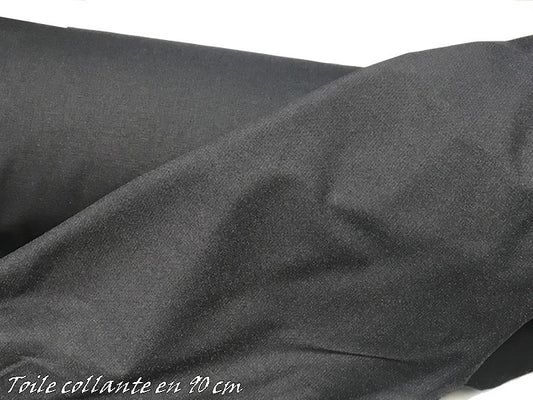 Iron-on by the meter, in black adhesive canvas fabric, 90 cm wide.