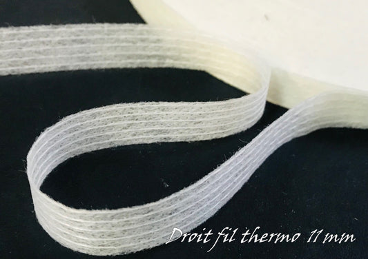 Thermocollant droit Fil Ruban Au Mètre en 11 mm blanc pour tissus et textiles