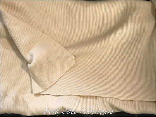 Tissu Bord-Côte Tubulaire en jersey coton beige au mètre