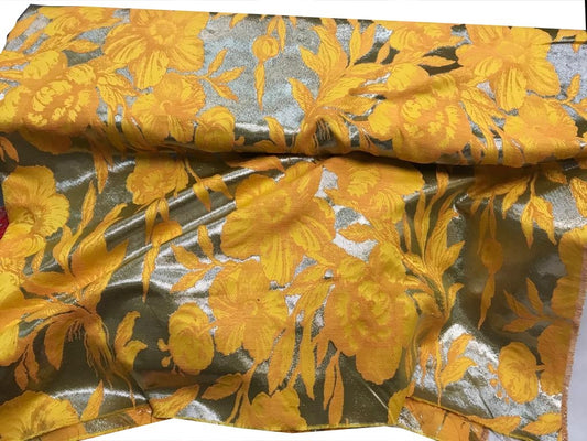 Tissu Brocart  Jaune Doré haute Couture au mètre