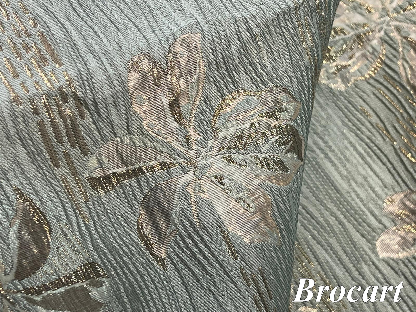 Gold Sea Green Brocade Fabric - Elegance and Refinement for your Creations.