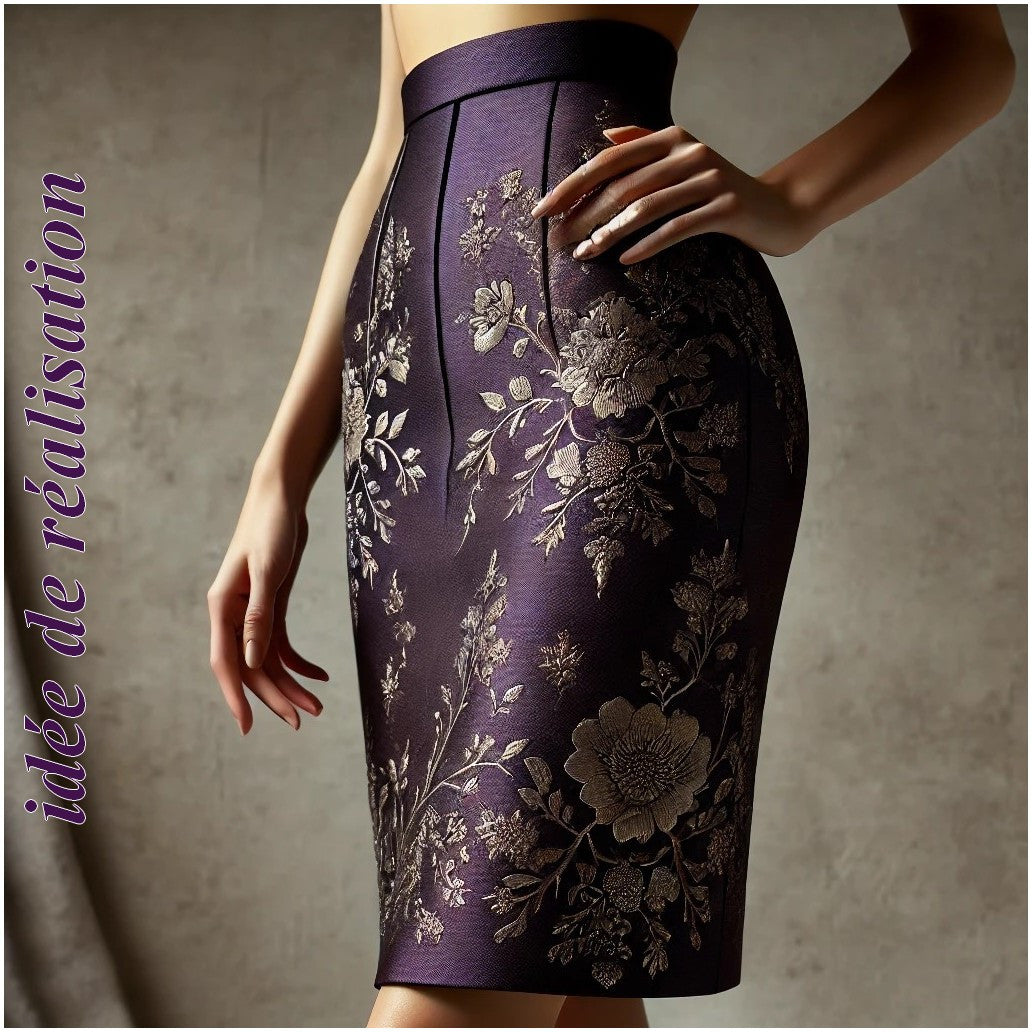 Royal Purple Brocade Fabric with Gold and Silver Highlights.