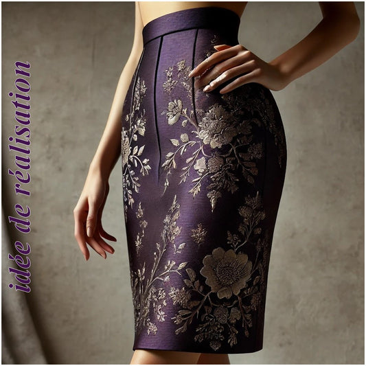 Royal Purple Brocade Fabric with Gold and Silver Highlights.