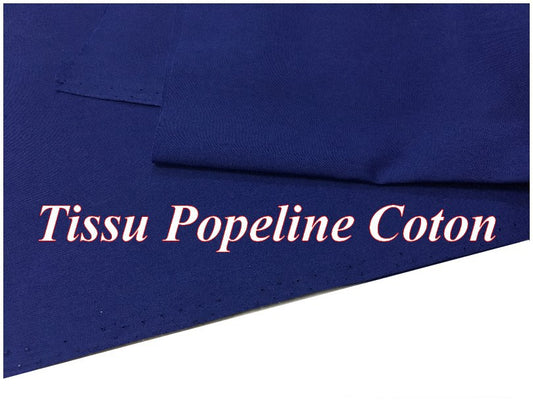 Tissu Coton Bleu Indigo  Popeline Au Mètre En Grande Largeur