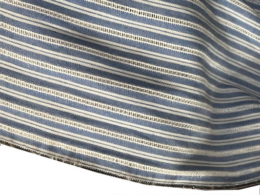 Tissu Coton Ciel Imprimé Fine Rayure Au Mètre En Grande Largeur