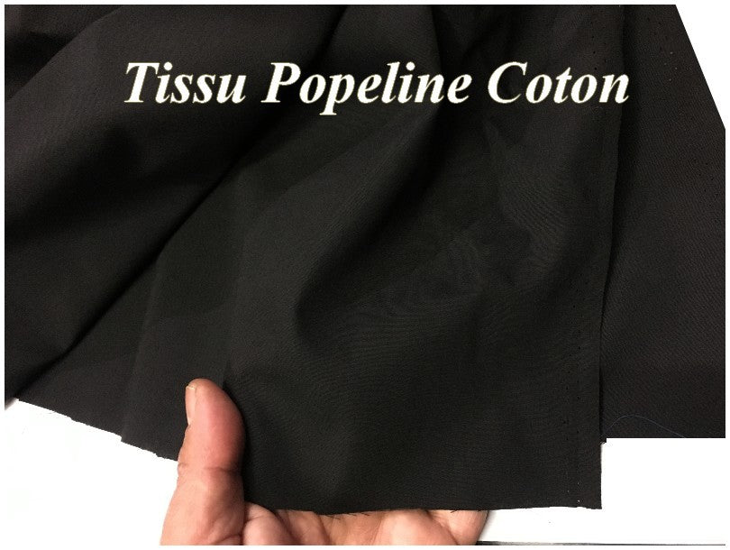 Tissu Coton Noir en Popeline Au Mètre En Grande Largeur