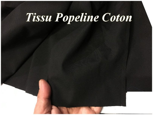 Tissu Coton Noir en Popeline Au Mètre En Grande Largeur