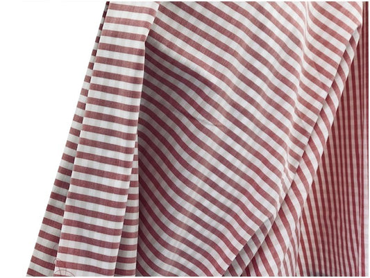 Tissu Coton Stretch Imprimé Rayure ROUGE  Au Mètre En Grande Largeur
