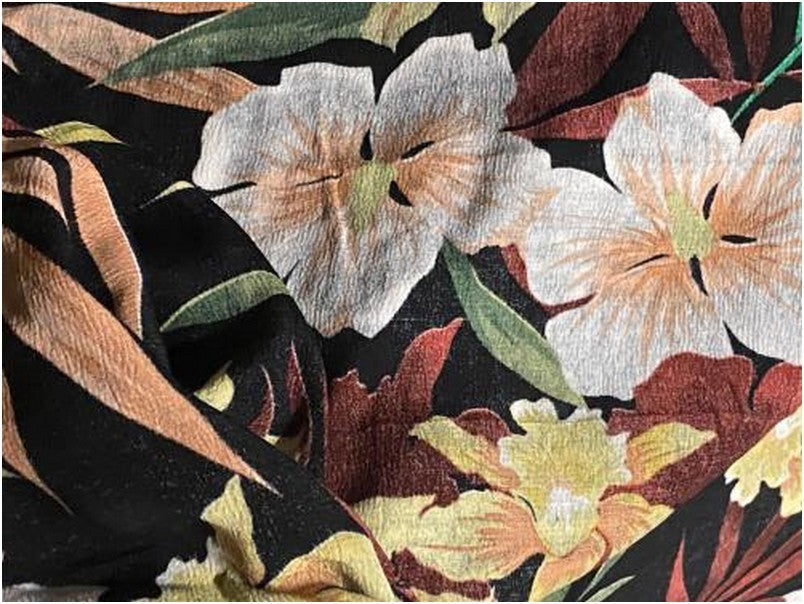Georgette Crepe Fabric with Flower Print for Sewing, Decoration and Customization.