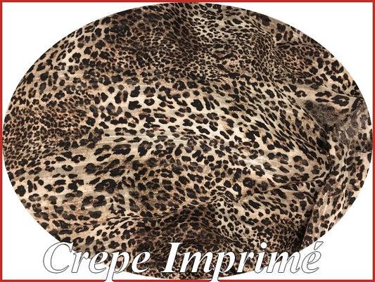 Leopard Print Crepe Fabric for Sewing, Blouses, Skirts, and Customizations.