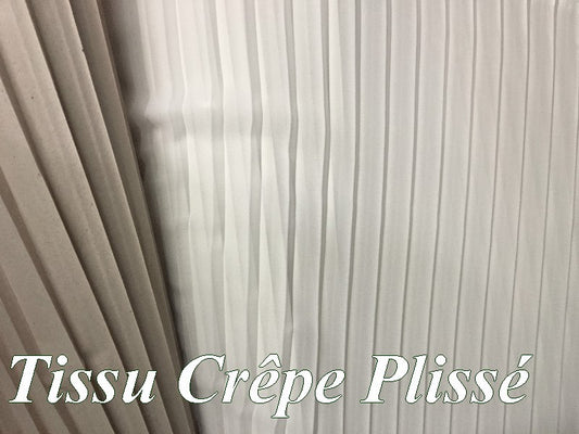 Tissu Crêpe Plissé  Polyester Blanc A Coudre, Décoration et Customisation.