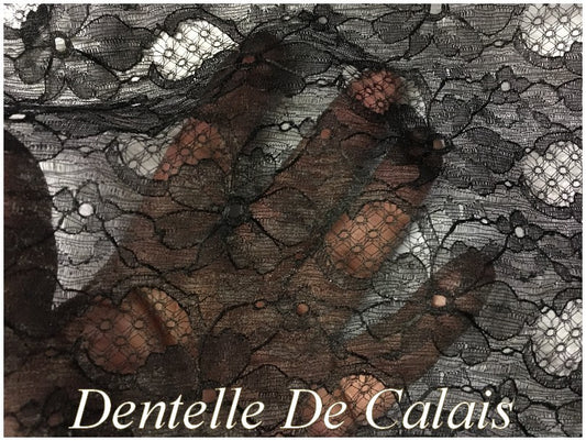 Fine Calais Lace Fabric in Large Width BLACK for Lingerie, decorations.