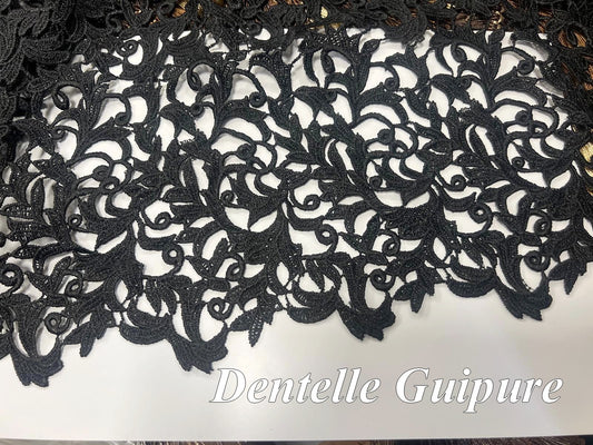 🖤 Tissu Dentelle Guipure Noire – Raffinement & Qualité Premium