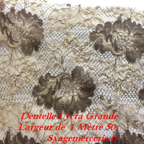 Wide Width Choco-Beige Lycra Lace Fabric