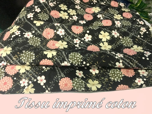 Tissu En Coton Imprimé Fleurs Au Mètre En Grande Largeur