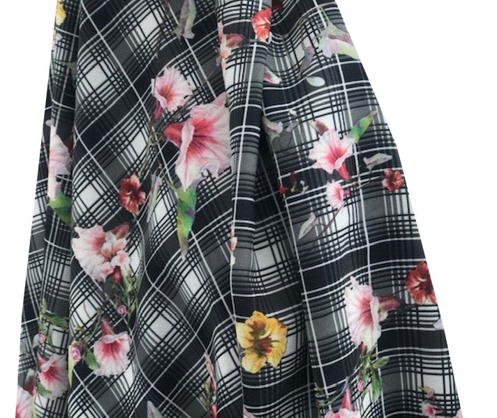 Floral Printed Cotton Lycra Fabric By The Meter In Large Width