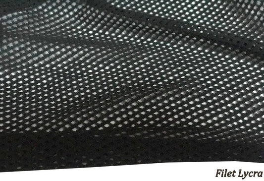 Tissu Filet Lycra au Mètre Noir à Coudre légèrement velouré.