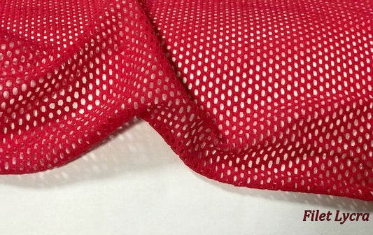 Tissu Filet Lycra au Mètre Rouge Couture