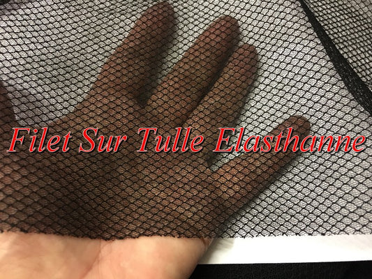 Tissu Filet Sur Tulle Résille Lycra Elasthanne Au Mètre Noir Pour Lingerie justaucorps