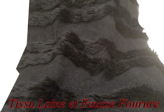 Faux Fur Fabric by the Meter in Black and Wool