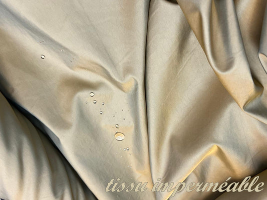 Waterproof fabric in golden beige by the meter for sewing