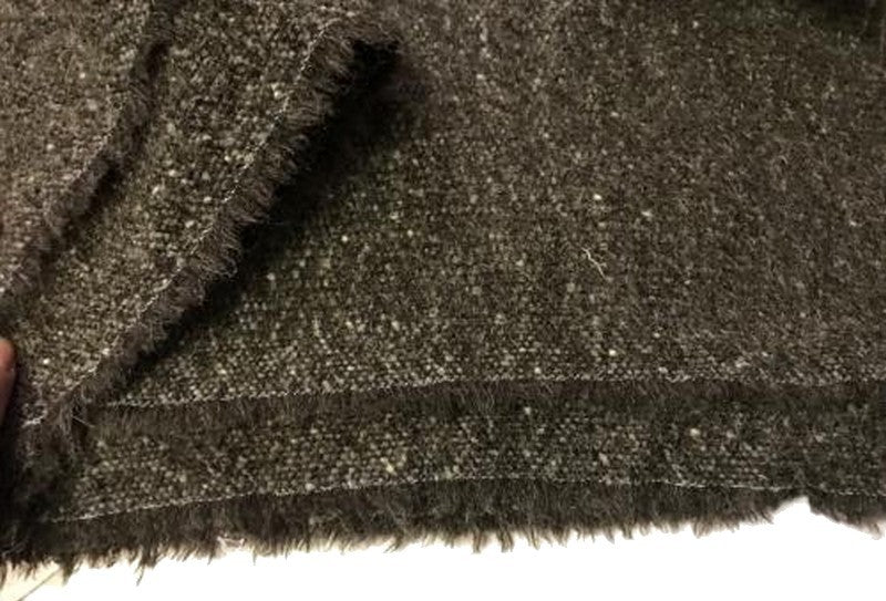 Tissu Laine et Mohair Marron Chiné au Mètre  Haute  Couture.