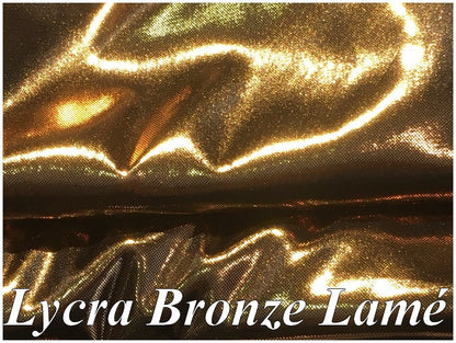 Tejido de Lycra Bronce con Lamé Lurex Metalizado para Coser en Ropa de Danza y Lencería.