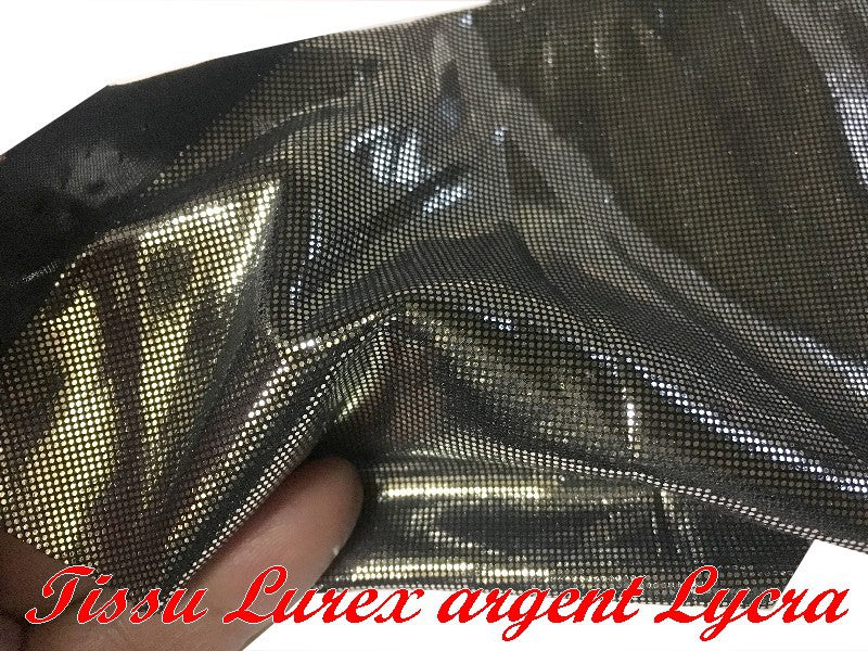 Metallic Silver Lurex Lycra Fabric for Sewing on Dancewear and Lingerie.