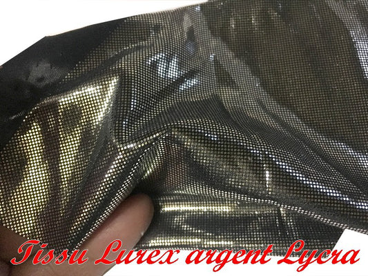 Metallic Silver Lurex Lycra Fabric for Sewing on Dancewear and Lingerie.