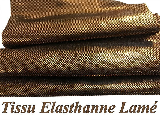 Bronze Copper Colored Lurex Lycra Fabric for Sewing for Dancewear and Lingerie.