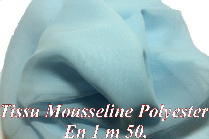 Polyester Muslin Fabric by the Meter Sky Blue to Sew.