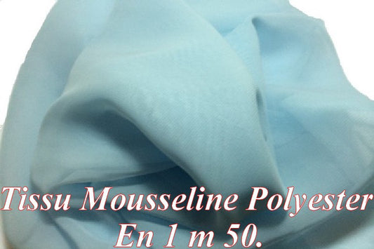Polyester Muslin Fabric by the Meter Sky Blue to Sew.