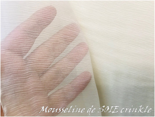 Tissu Mousseline de Soie Crinkle IVOIRE Au Mètre Couture, Soie Pour Mariage Et customisations