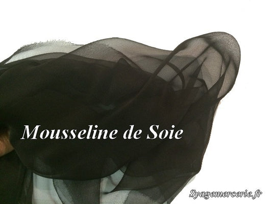 Tissu Mousseline de Soie Noir Au Mètre.