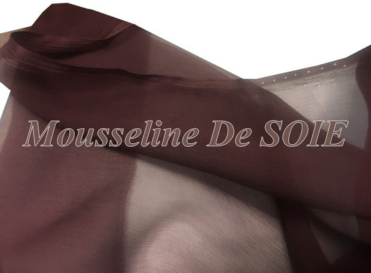 Tissu Mousseline De Soie Prune Couture  Au Mètre.