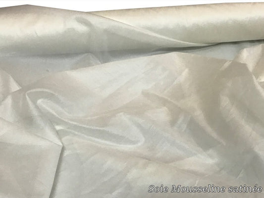 Tissu Mousseline de Soie Satinée Ivoire Au Mètre Couture.