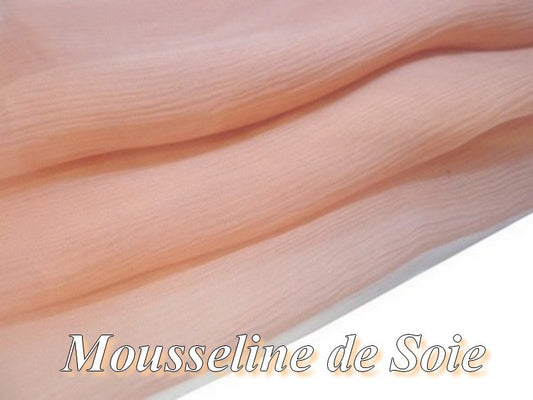 Tissu Mousseline De Soie Saumon Au Mètre.