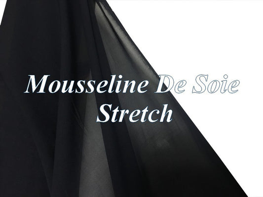 Tissu Mousseline De Soie Stretch Bleu Marine Couture  Au Mètre.
