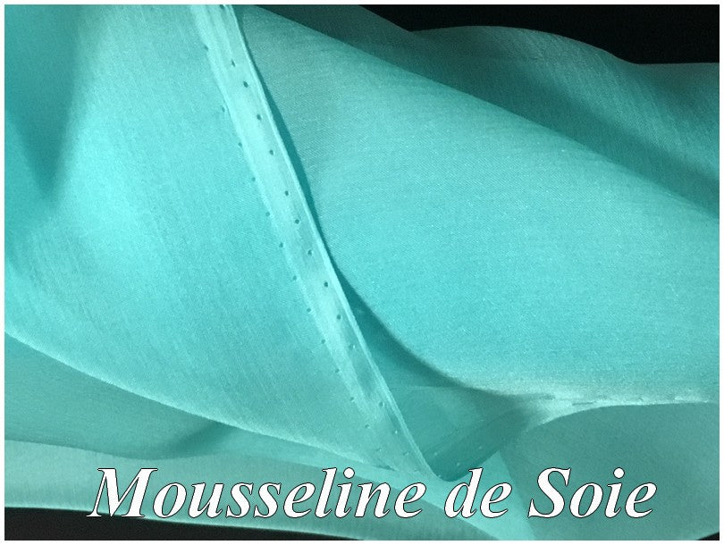 Tissu Mousseline De Soie Turquoise Couture  Au Mètre.