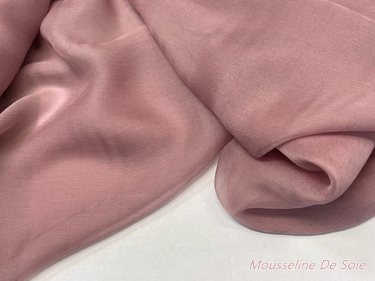 Tissu Mousseline de Soie Vieux Rose Couture Au Mètre.