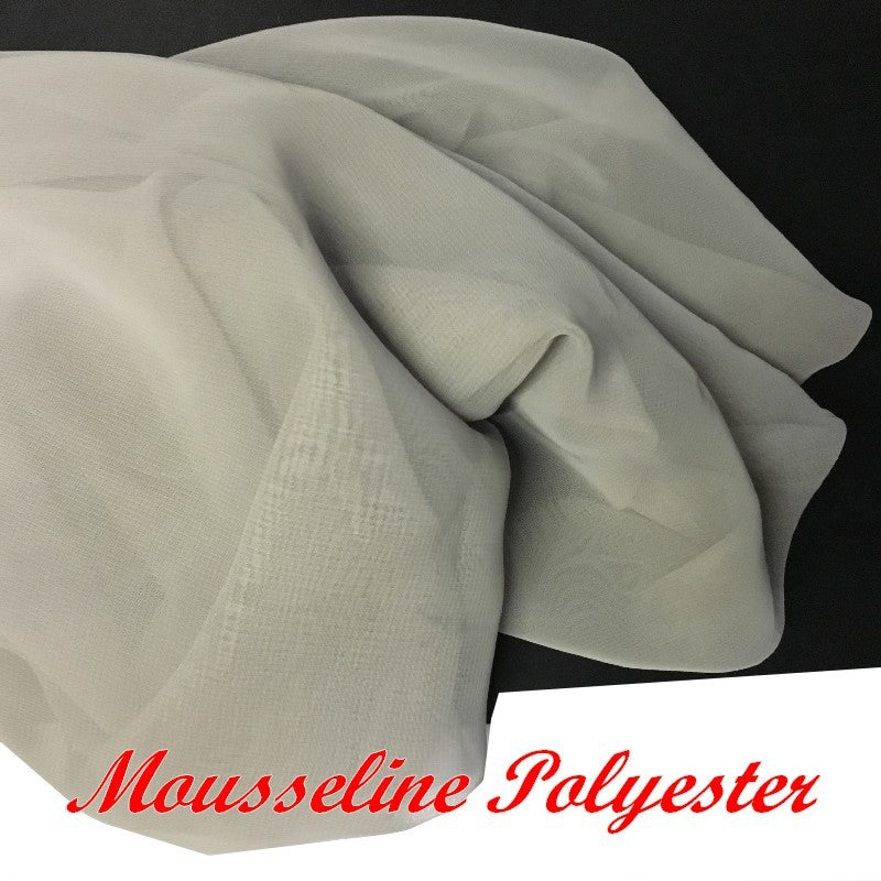 Pearl Grey Polyester Muslin Fabric for Sewing.