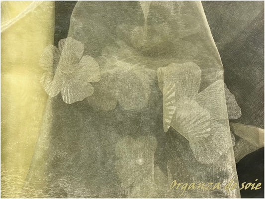 Tissu Organza De Soie jaune  Haute Couture Au Mètre Couture.