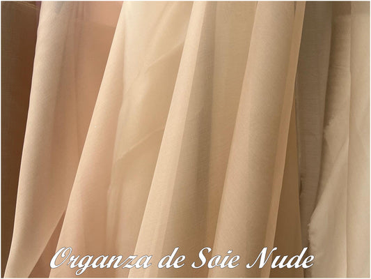 Tissu Organza De Soie Peau Nude Chair Au Mètre Couture.
