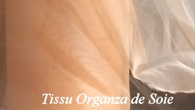 Tela de organza de seda color salmón para costura por metros.