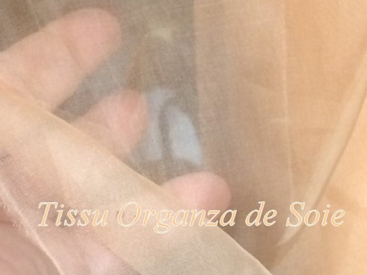 Tissu Organza de Soie Saumon - Vente au Mètre pour Couture & Création